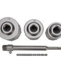Boss Grade Tungsten Steel Concrete Hole Saw Kit With 55 Mm 65 Mm And 75 Mm Bits 50 Mm Depth Triple Tooth Design Ventilation Holes for hollow brick and cement walls