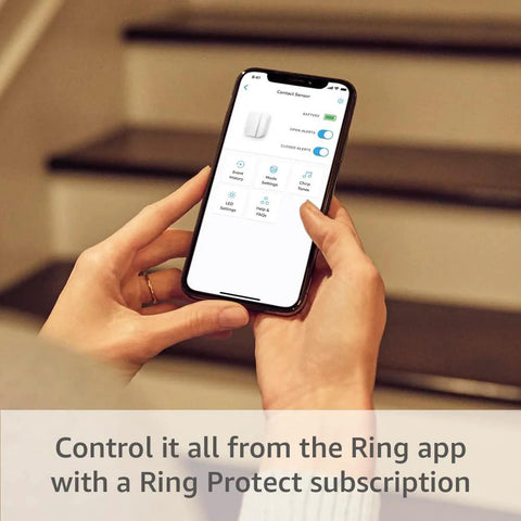 Alarm Contact Sensor Two Pack Second Gen For Doors And Windows With Instant Mobile Alerts app control on smartphone screen