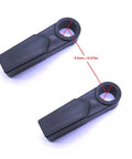 Heavy Duty Remote Control Cable End For Yamaha Outboard Engine Shift And Throttle Mounts Directly On Engine Easy Install For 6HP To 300HP Models From 1984 Through 2012 Replaces OEM Part 6E5 48344 00 Includes Two Pieces, showing two black connectors with measurements.