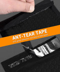 Close-up of Black 4x7 Inch Padded Bubble Mailers with self-seal feature, demonstrating ant-tear tape and bubble cushioning.