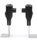 Safe T Beam Replacement Kit For Garage Doors With UL Solutions Certified Safety Beams Includes Sender And Receiver For Garage Door Openers Durable Easy Install Weather Resistant; Two black safety beams on metal stands.
