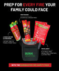 All-In-One Fire Safety Kit 6-Piece With Lithium-Ion Fire Suppression Gel, Two Emergency Blankets And Two Sachets shown with bag