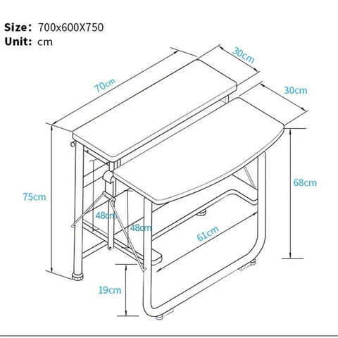 Adjustable Height Sit Stand Workstation Mobile Standing Desk Foldable Computer Table dimensions 700x600x750cm with sturdy design.