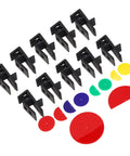 Pro Grade Abs Woodworking Jig Set With Ten Scribing Templates For Cabinet Installations showing black ABS jigs and colored contour discs.