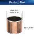Rock Solid 6 Pack Sleeve Bearing with 10mm Bore and 12mm Outer Diameter showing size dimensions for oilless bushing.
