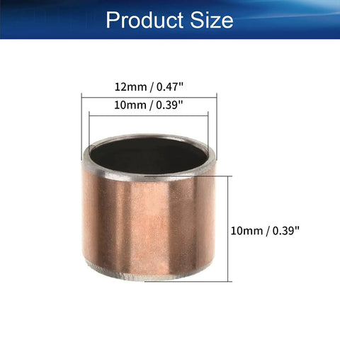 Rock Solid 6 Pack Sleeve Bearing with 10mm Bore and 12mm Outer Diameter showing size dimensions for oilless bushing.