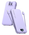 Dope 10000mAh Portable Charger With Built In Cables And Wall Plug PD20W Fast Charging Power Bank in compact design with LED display.