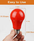 Red LED Light Bulbs 9W 60W Equivalent E26 A19 120V Four Pack For Bedroom Porch Holidays Parties Valentines Day Halloween Christmas Home Decor Cozy Red Mood Lighting