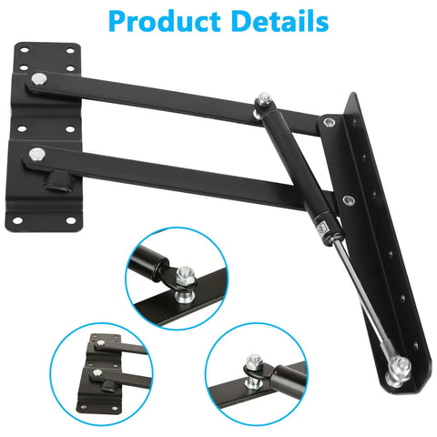 Heavy Duty Coffee Table Lift Top Hardware With Hydraulic Gas Spring Mechanism, hinge kit with detailed fittings.