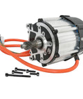 Beefed Up 72V 1500W Brushless Direct Current Motor Paired With Heavy Duty Differential Gearbox, showing motor, connectors, and bolts.
