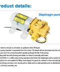 Diaphragm pump with yellow motor and clear chamber, suitable for medium viscosity liquids
