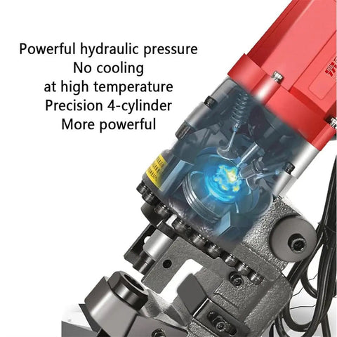 Rock Solid Hydraulic Hole Puncher 1800W Electric Metal Tube Cutter With Five Quick Change Dies For Iron Copper Aluminum Plate And Channel Steel Lightning Fast Punching No Sweat Adjustment Pro Tool