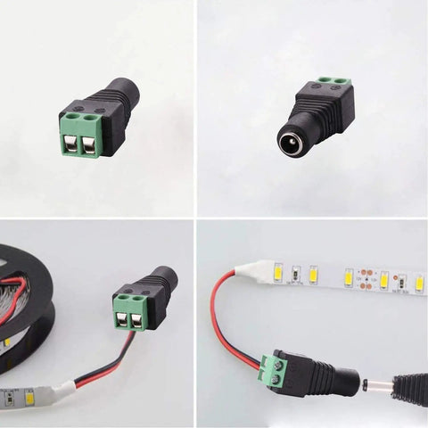 Rock Solid 10 Pack DC 12V Power Connectors 5.5mm X 2.1mm Female terminal block for quick electronics hookups