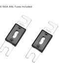 Inline ANL Fuse Holders 150 Amp, Dual Pack With Reducers, 0/2/4 Gauge In And Out, Includes 2 X 150A Fuses, Zinc Die Cast