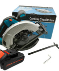 No Cord Hassle Cordless Circular Saw 18V Lithium Power Tool with steel base and battery for easy plywood slicing.