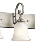 Monroe 24 Inch 3 Light Vanity Light With Satin Etched Glass In Brushed Nickel Finish Perfect For Powder Rooms And Bathrooms