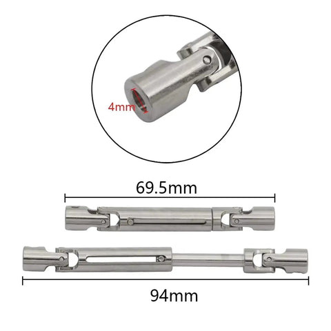 Metal CVD Drive Shaft For 1 By 12 MN78 RC Cars 2 Pack Spare Part Beefed Up Durability And Performance For Rock Solid Power Transfer And Faster Runs That Delivers Maximum Control And Longevity, 69.5mm/94mm, 4mm