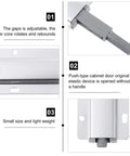 Five Pack Push To Open Cabinet Latches With Magnetic Closure And Long Stroke Magnets Aluminum Alloy Hidden Locks For Kitchen Cabinets And Drawers No Handle Design Silver Finish