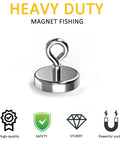 Beefy Neodymium Fishing Magnet With 110 Lbs Pulling Power, Heavy Duty Round Magnet With Lifting Eye Bolt, 1.42 Inch Diameter, shown on white
