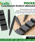 Pocket Chainsaw Repair Kit With 3 Piece Breaker Set And 10 Pro Grade 0.325 Inch Chain Joiners Link Repair Presets Straps And Mending Tools For Quick Outdoor Trail Fixes And Field Repairs, featuring high-quality carbon steel punch breaker set.