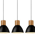 Industrial Pendant Light For Kitchen Island 8 Inch Solid Wood Hanging Lamp With Matte Black Metal Shade Sleek Modern Farmhouse Pendant Lighting For Dining Room Living Room Bar Hallway 3 Pack