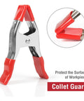 Heavy Duty 1 Inch Steel Spring Clamp Single Pack With Non Marking PVC Tips For Delicate Finishes shown with red tips.