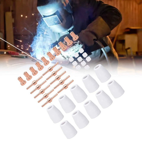 Sick 40 Piece Plasma Cutting Consumables Pack For CUT50 And CT520 With Premium Ceramics And Red Copper Nozzles Electrodes.