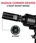 21mm Deep 1/2 Inch Drive 6 Point Impact Socket for easy axle nut removal in CR-MO steel on black air wrench