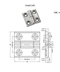 Removable heavy-duty hinge, 304 stainless steel, for industrial equipment, small-left view.