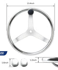 3 Spoke Stainless Steel Boat Steering Wheel With Turning Knob 13.5 Inch Diameter Marine Helm Wheel With Easy Grip And Dual Mounting Nuts