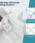 Bidet Attachment For Toilet With Dual Nozzles Frontal And Rear Wash Non Electric Fresh Water Seat Attachment Self Cleaning Nozzles