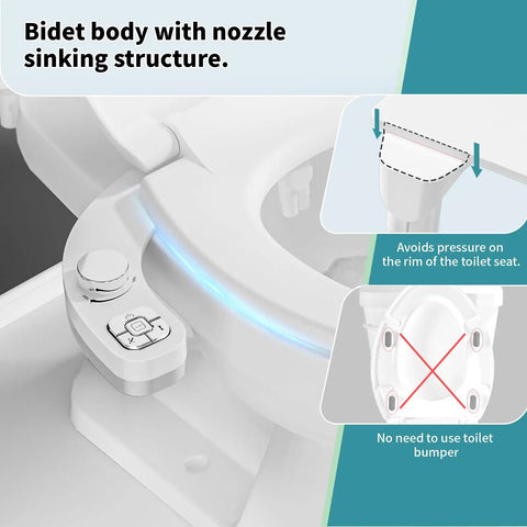Bidet Attachment For Toilet With Dual Nozzles Frontal And Rear Wash Non Electric Fresh Water Seat Attachment Self Cleaning Nozzles
