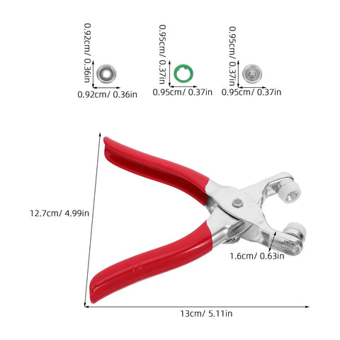 Durable Stainless Steel Snap Fasteners Kit With Installation Pliers Five Claw Set For Clothing Sewing Heavy Duty Metal Snaps For Shirts Jackets And Craft Projects, 13cm pliers and 0.95cm snaps