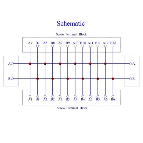 Schematic of 16 Amp AC DC 48 Volt 2 By 12 Position Terminal Block Distribution Module for Power Control Panels