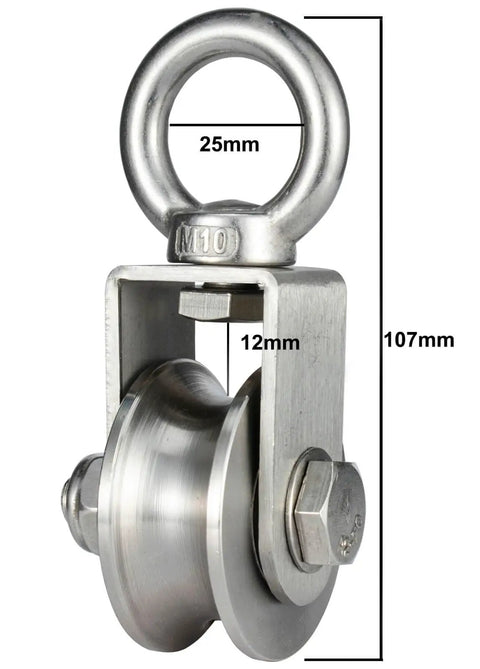 Heavy-Duty Cable Pulley Wheel With Swivel Block, Stainless Steel Single Pulley With Two Bearings Inside For Smooth Silent Operation