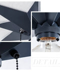Close-up of Black Star Flush Mount Ceiling Light With Pull Chain On Off Switch, Modern Mid Century Style Fixture