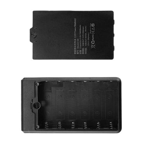 Rugged Six Slot Battery Enclosure With Real Time Digital Display For Portable Road Trips And Campouts Plug And Play Usb Charger Case top view of battery compartment