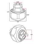 Quarter Inch Router Collet Replacement For Porter Cable Fits 690 6302 6902 RC025PC detailed dimensions illustration.