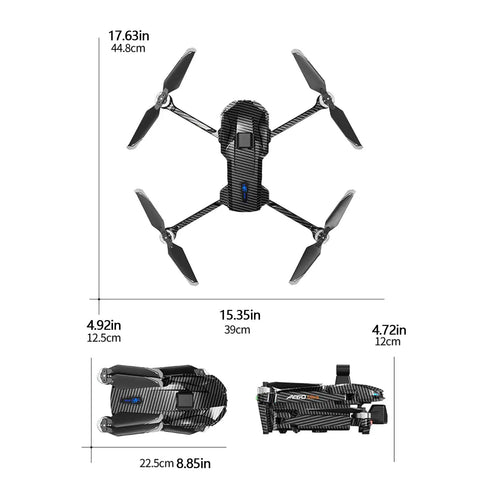 Top view dimensions of 4K Camera Drone With Payload Release Up To 600g For Fishing And Delivery, foldable design