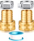 Solid Brass Garden Hose Repair Kit With Stainless Steel Clamps, Swivel Fittings And Three Quarter Inch Barb To Three Quarter Inch Female Adapters, Includes Gasket And PTFE Tape, US Garden Hose Thread For Quick, Leak Free Outdoor Watering