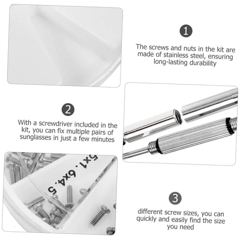Eyeglass Repair Kit With Screws And Mini Screwdriver And Storage Case Dope Handy Tool for eyewear repairs showing components inside