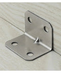 Heavy Duty 90 Degree Angle Plate Joining Connector for Metal Frames, solid steel construction, right angle bracket on wood surface