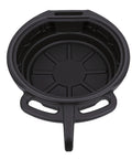 Heavy Duty 10L Oil Drain Pan With Big Capacity Black PP Plastic showing interior and handle for fluid collection during lube jobs.