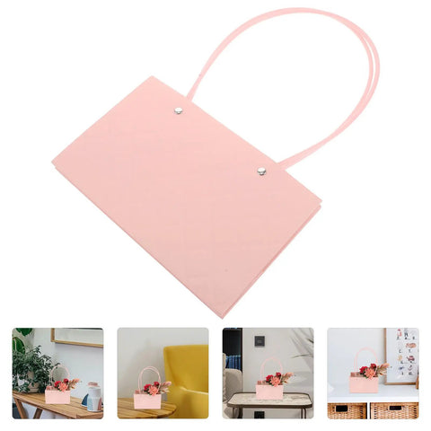 Pink Flower Bouquet Bag with Handle, Pro Grade Kraft Paper, Diamond Pattern, Large Capacity, Florist Supplies, 10 Pack