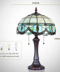 Cream Crystal Tiffany Style Table Lamp With Stained Glass Shade 16x16x24 Inches Vintage Desk Lamp for Living Room Decor