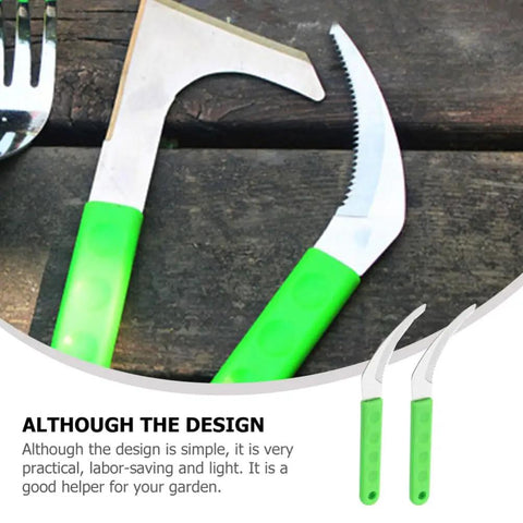 Handheld Weeding Tool With Serrated Edge for Grass Vines and Branches Durable Stainless Steel Manual Weeder with green handle