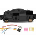 Blower Motor Resistor For Chevrolet Bolt Ev 2017 To 2023 And Bolt Euv 2022 To 2023 With Mounting Hardware, black ABS housing.