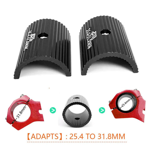 Heavy Duty Aluminum Bike Handlebar Shim 25.4 To 31.8 Mm Reducer Spacer Kit with wavy design for stem and bar
