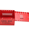 Heavy Duty Lockout Tagout Box for Group Lockout, 12 Padlock Capacity, Industrial Grade Steel, Red Portable LOTO Lock Box open view