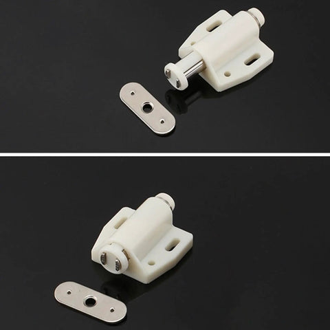 Door Catch Set Pack Of 4 No Brainer Push Open Touch Latch With Soft Close, showing individual latch and plate
